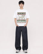 Mockup Boxy Heavyweight Tee White male full-body 01
