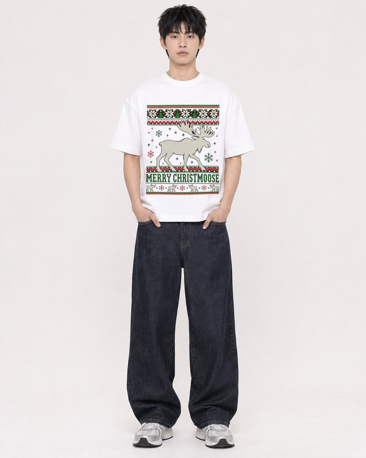 Mockup Boxy Heavyweight Tee White male full-body 01