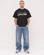 Mockup Boxy Heavyweight Tee Black male full-body 18