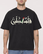 Mockup Boxy Heavyweight Tee Black male close-up 18