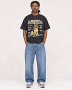 Mockup Boxy Heavyweight Tee Black male full-body 34