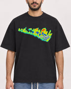 Mockup Boxy Heavyweight Tee Black male close-up 07