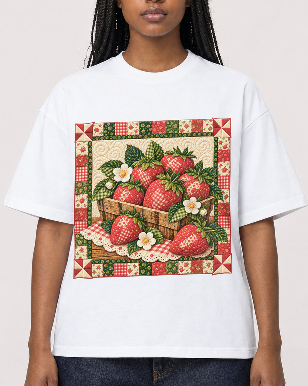 Mockup Boxy Heavyweight Tee White female close-up 04
