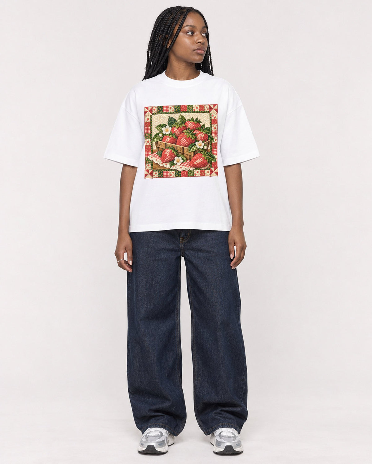 Mockup Boxy Heavyweight Tee White female full-body 04