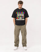 Mockup Boxy Heavyweight Tee Black male full-body 08
