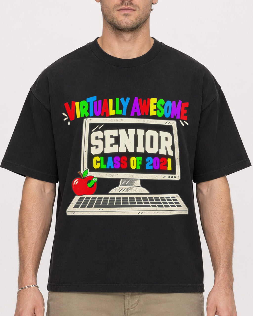 Mockup Boxy Heavyweight Tee Black male close-up 08