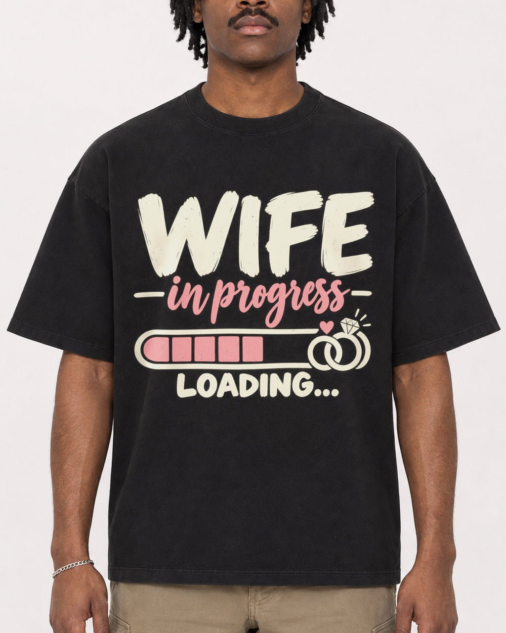 Mockup Boxy Heavyweight Tee Black male close-up 04