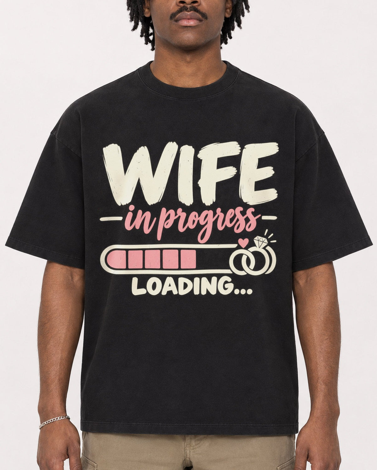 Mockup Boxy Heavyweight Tee Black male close-up 04