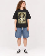 Mockup Boxy Heavyweight Tee Black female full-body 09