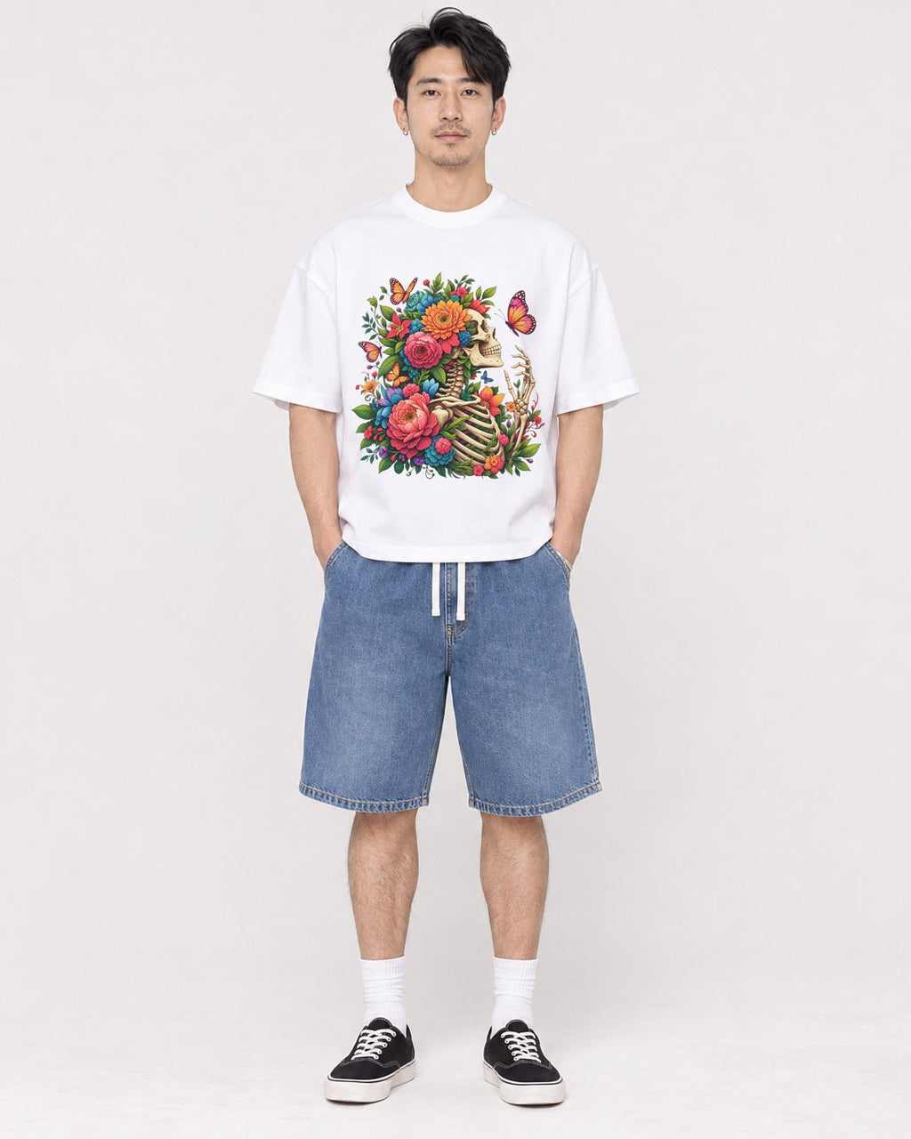 Mockup Boxy Heavyweight Tee White male full-body 13