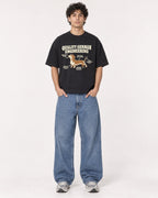 Mockup Boxy Heavyweight Tee Black male full-body 26