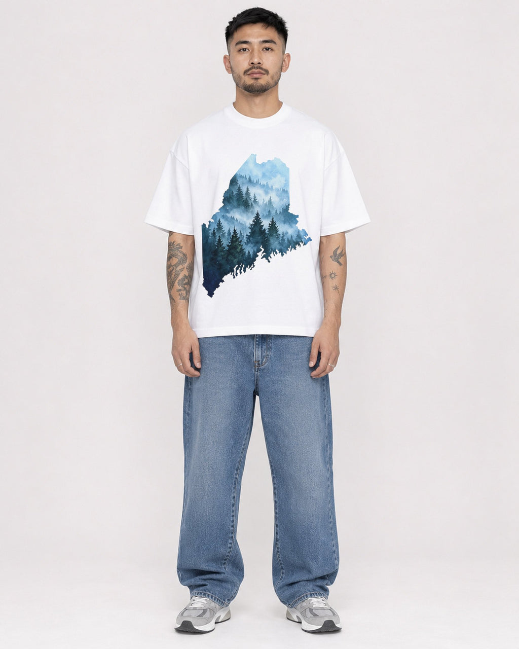 Mockup Boxy Heavyweight Tee White male full-body 12