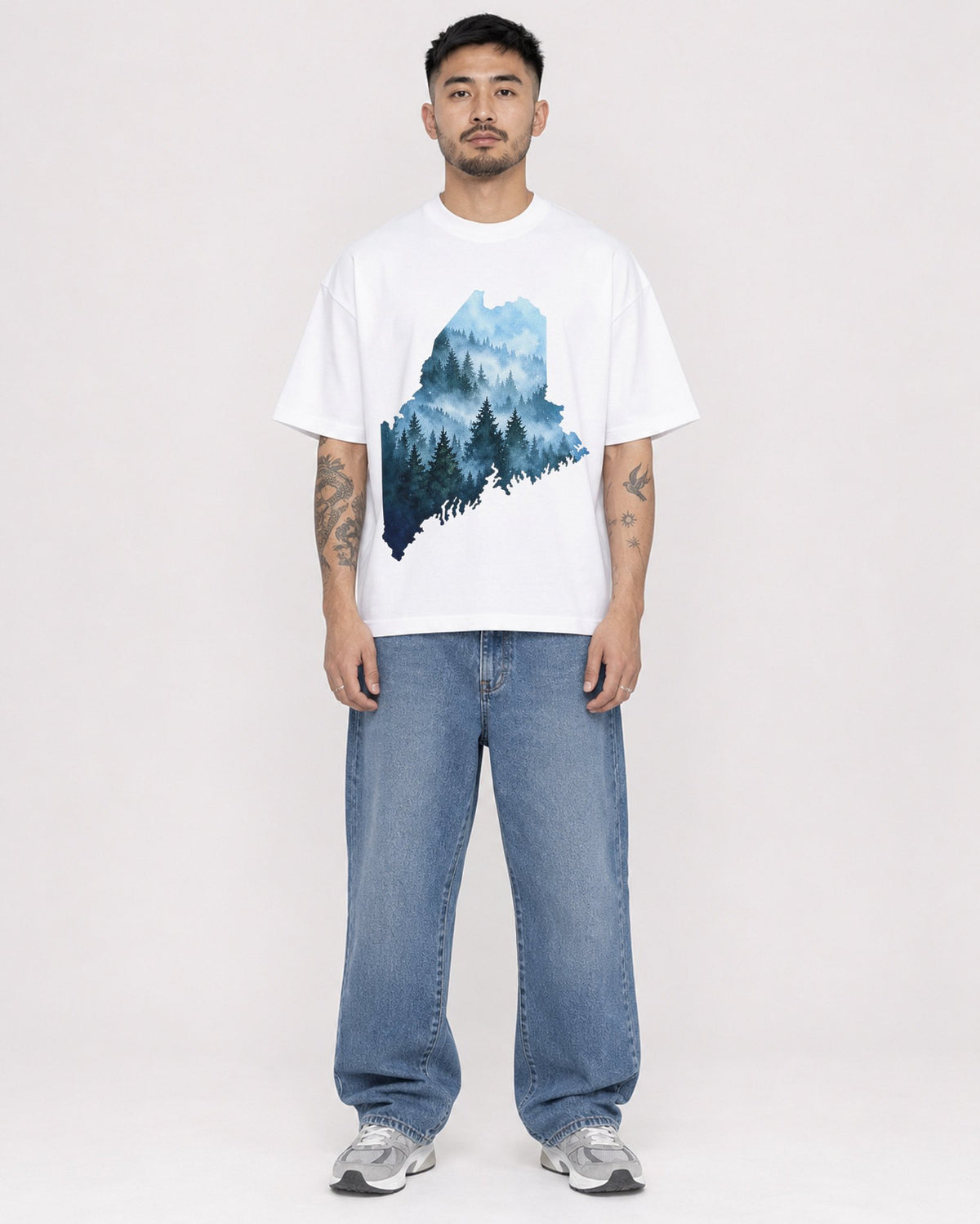 Mockup Boxy Heavyweight Tee White male full-body 12