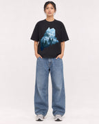 Mockup Boxy Heavyweight Tee Black female full-body 12