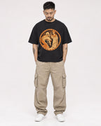 Mockup Boxy Heavyweight Tee Black male full-body 12
