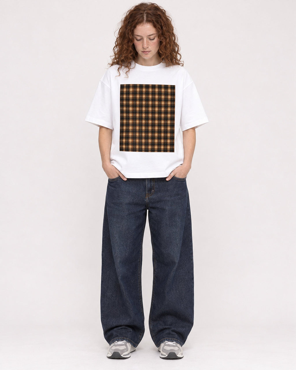 Mockup Boxy Heavyweight Tee White female full-body 09