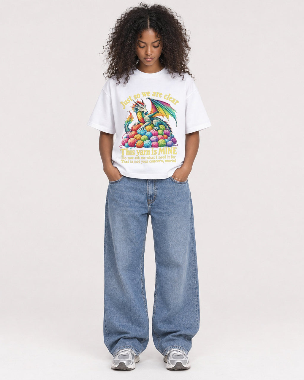 Mockup Boxy Heavyweight Tee White female full-body 05