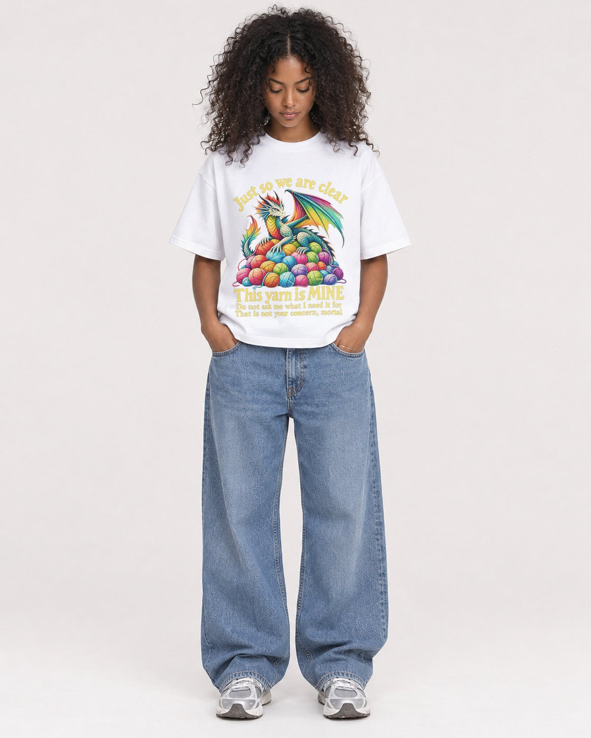 Mockup Boxy Heavyweight Tee White female full-body 05