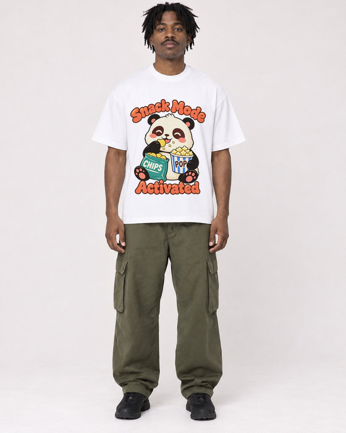 Mockup Boxy Heavyweight Tee White male full-body 04
