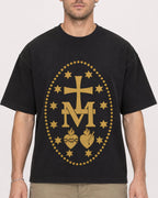 Mockup Boxy Heavyweight Tee Black male close-up 08