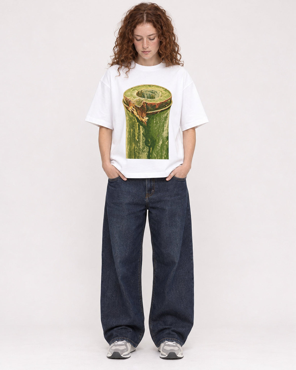 Mockup Boxy Heavyweight Tee White female full-body 09