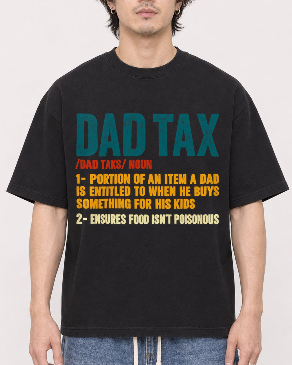 Mockup Boxy Heavyweight Tee Black male close-up 03