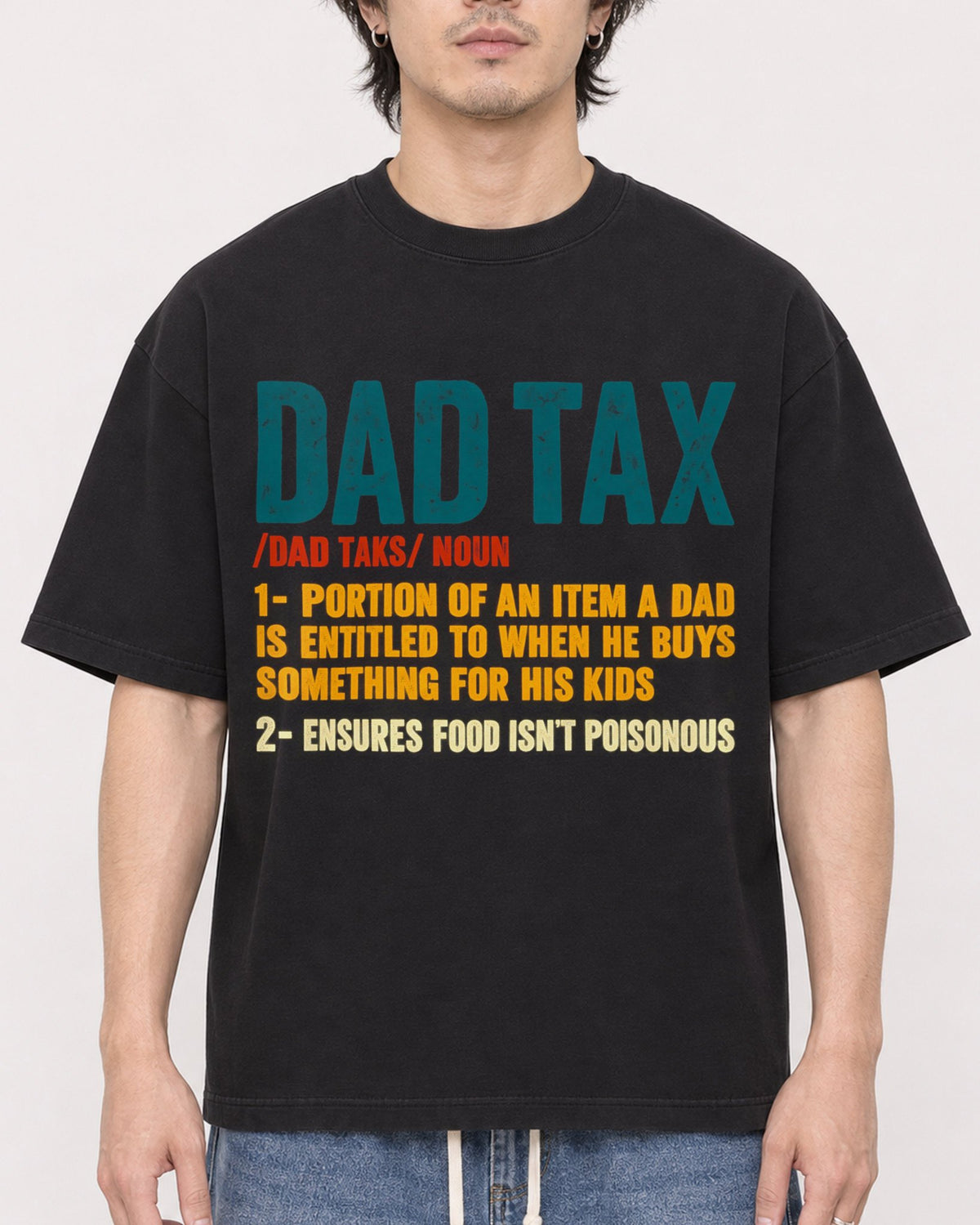 Mockup Boxy Heavyweight Tee Black male close-up 03