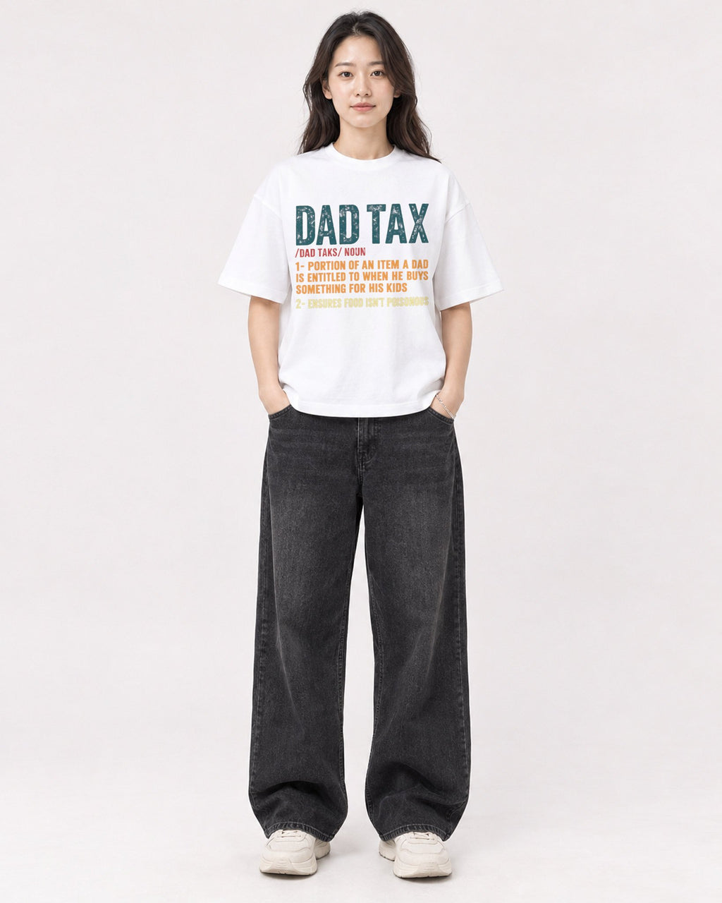 Mockup Boxy Heavyweight Tee White female full-body 03