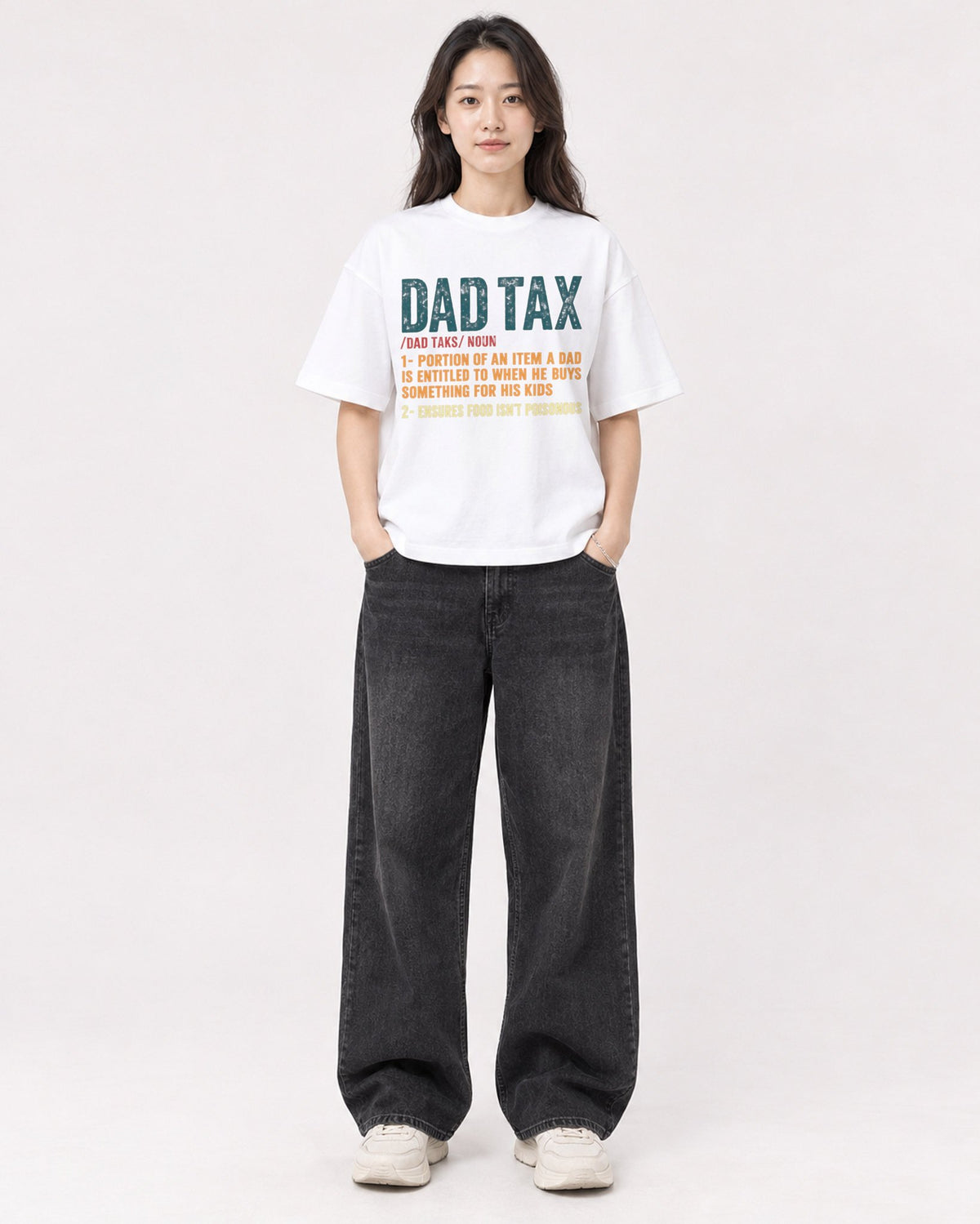Mockup Boxy Heavyweight Tee White female full-body 03
