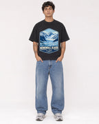Mockup Boxy Heavyweight Tee Black male full-body 06