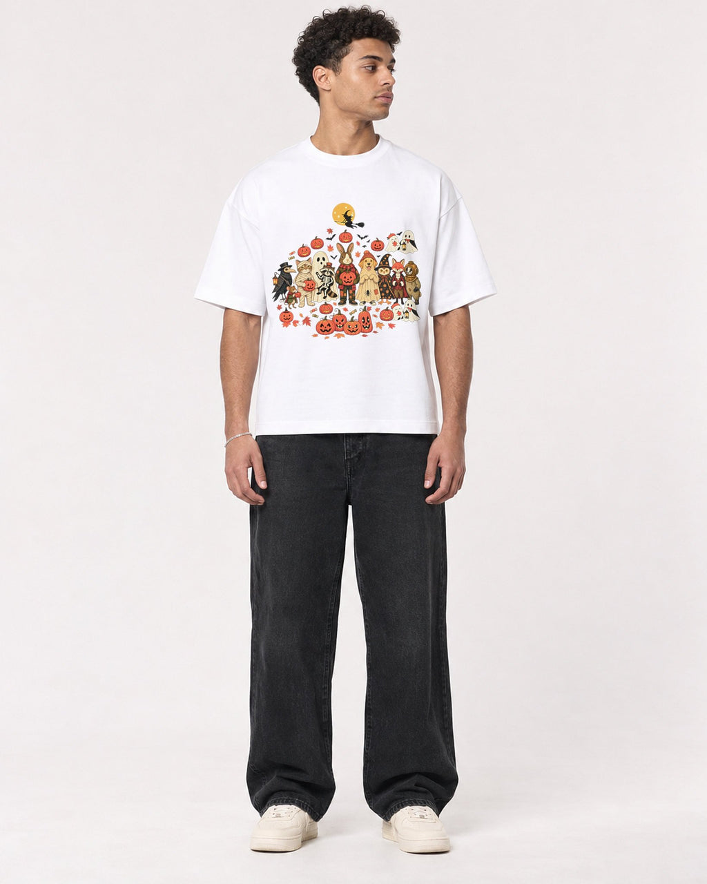 Mockup Boxy Heavyweight Tee White male full-body 10