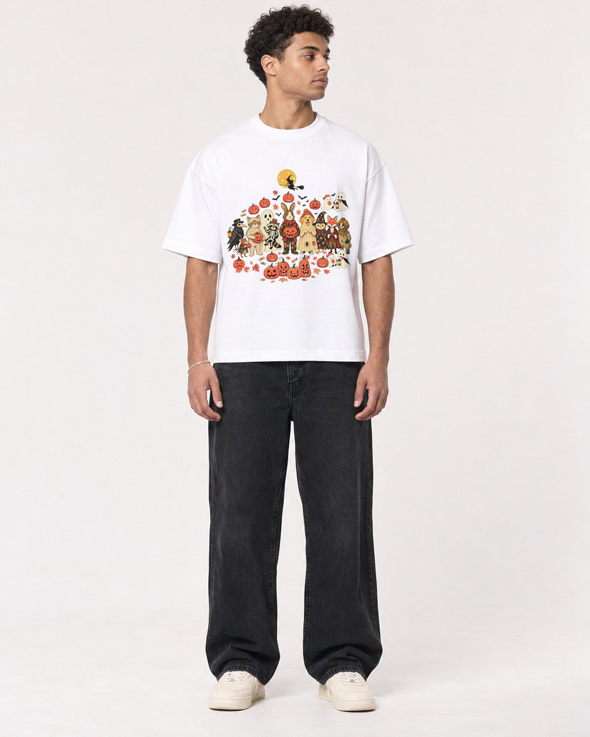 Mockup Boxy Heavyweight Tee White male full-body 10