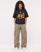 Mockup Boxy Heavyweight Tee Black female full-body 10
