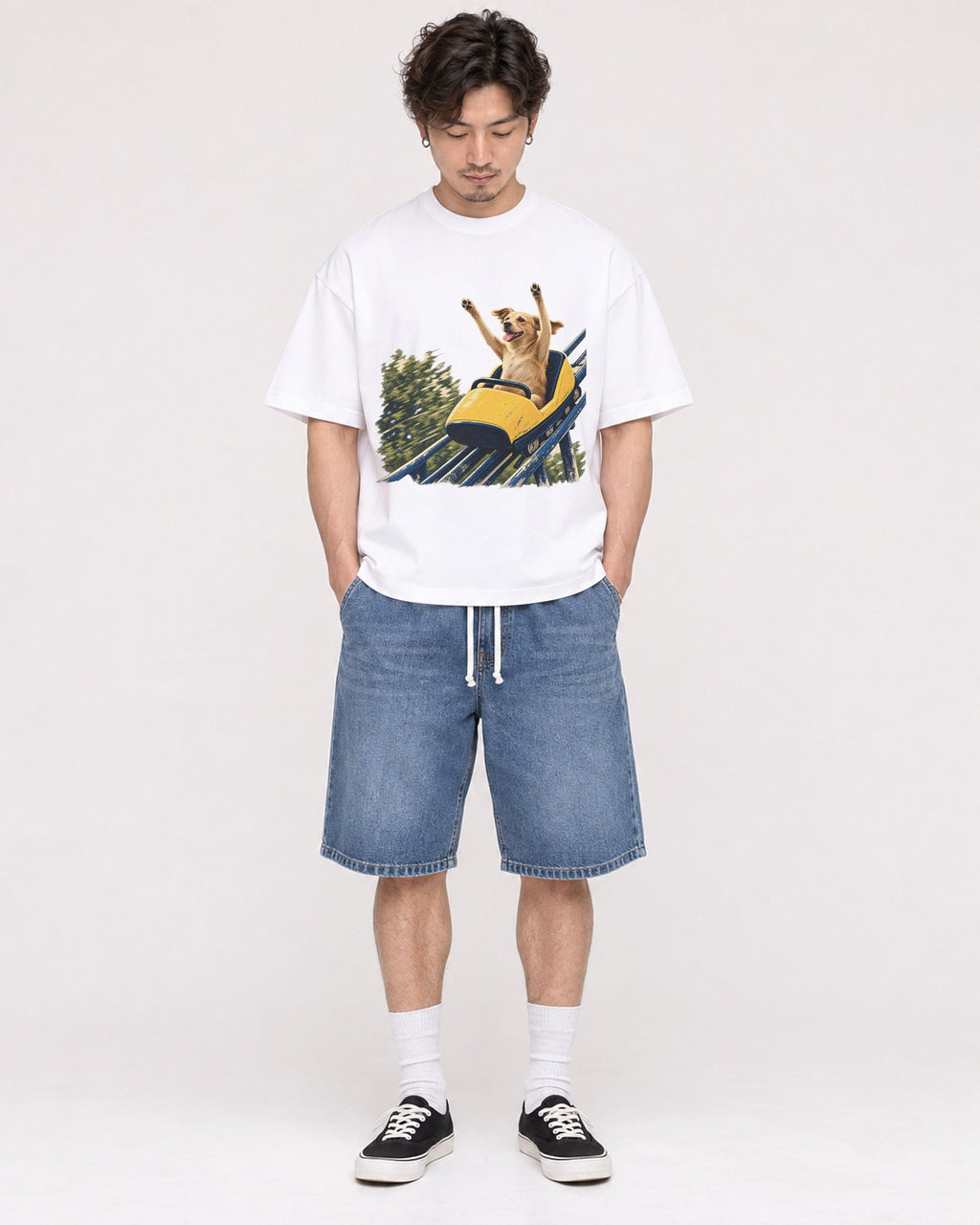 Mockup Boxy Heavyweight Tee White male full-body 03