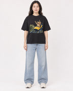 Mockup Boxy Heavyweight Tee Black female full-body 03