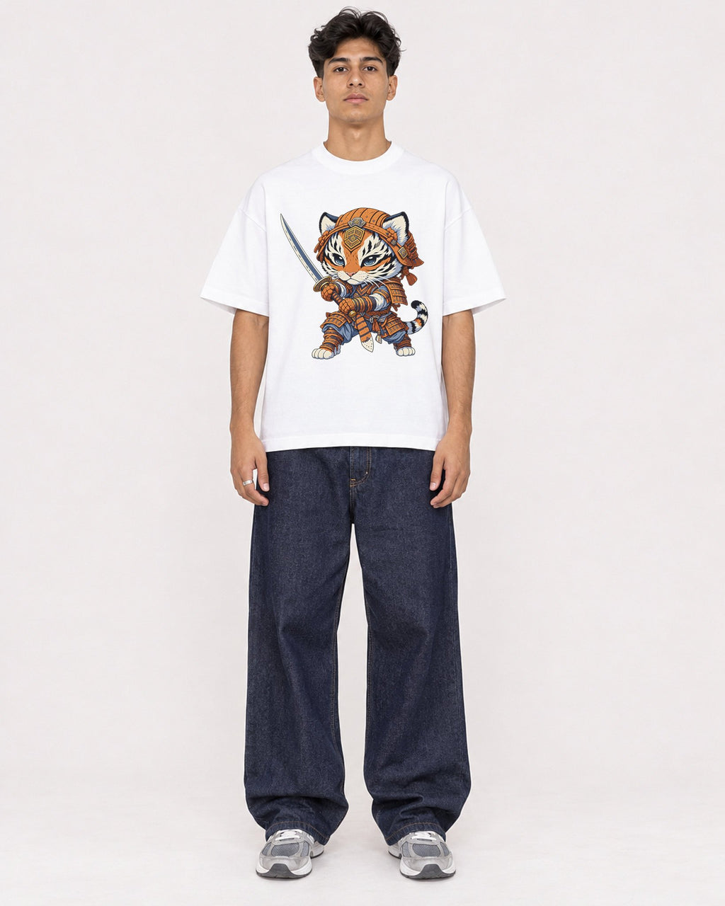 Mockup Boxy Heavyweight Tee White male full-body 16