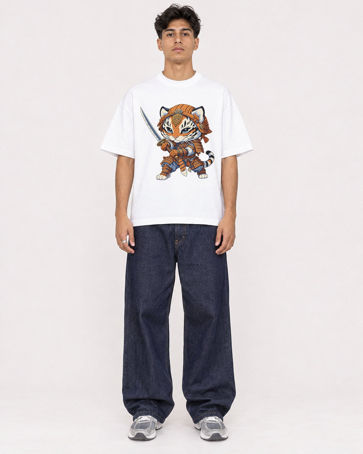 Mockup Boxy Heavyweight Tee White male full-body 16