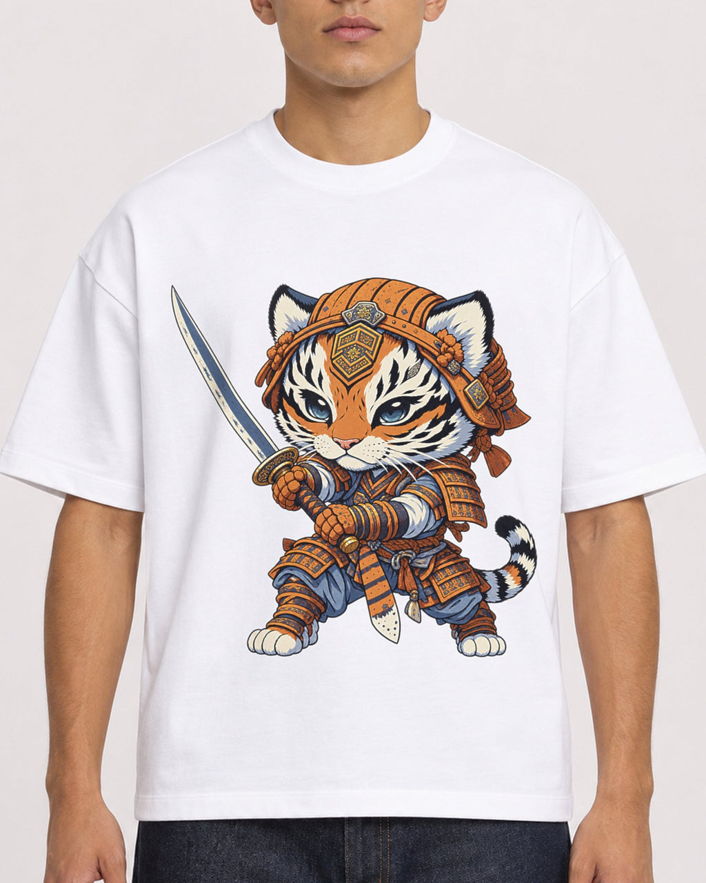 Mockup Boxy Heavyweight Tee White male close-up 16