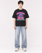 Mockup Boxy Heavyweight Tee Black male full-body 01