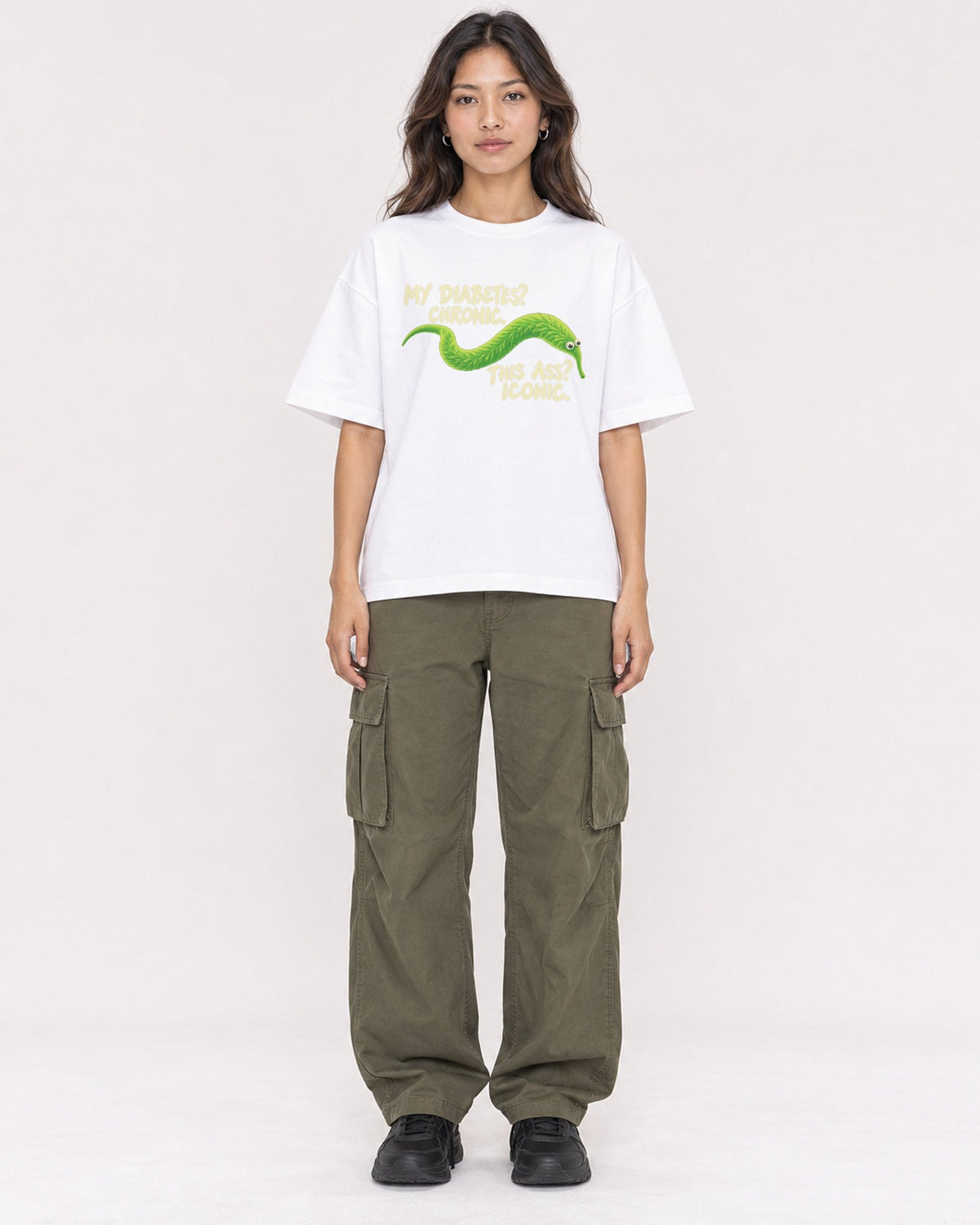 Mockup Boxy Heavyweight Tee White female full-body 02