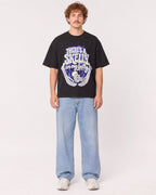 Mockup Boxy Heavyweight Tee Black male full-body 09