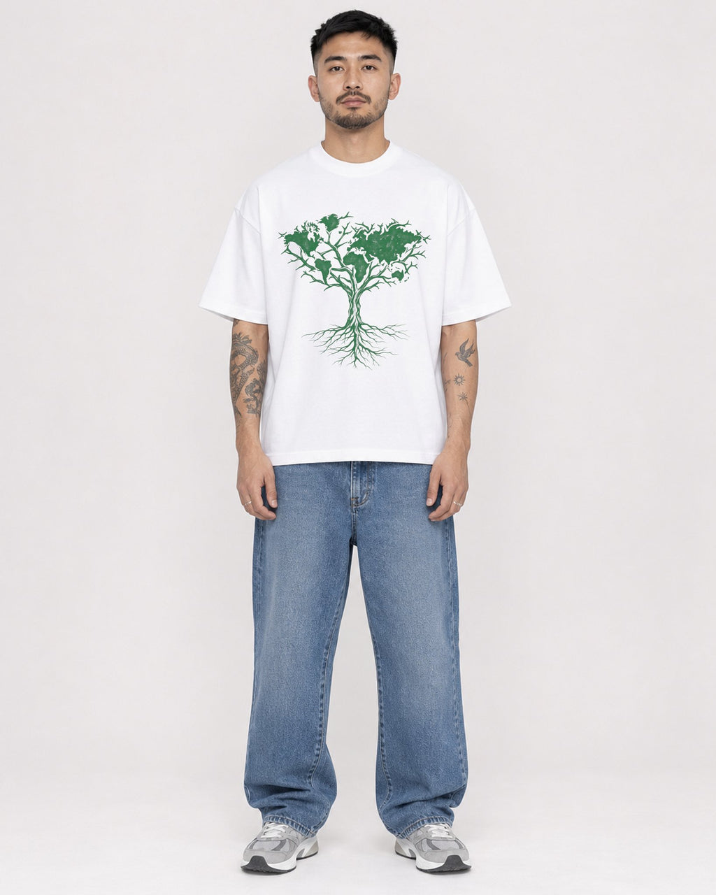 Mockup Boxy Heavyweight Tee White male full-body 12