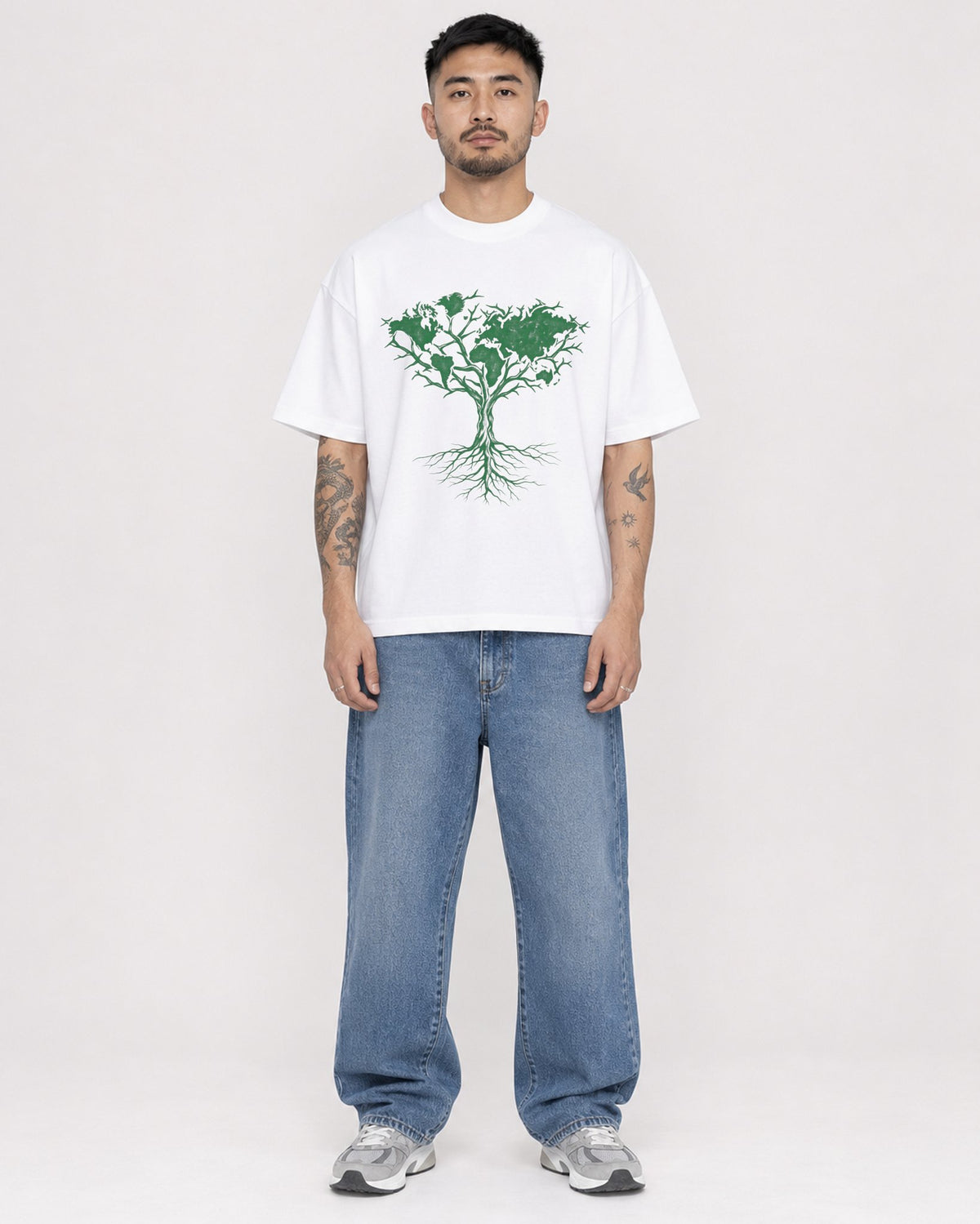 Mockup Boxy Heavyweight Tee White male full-body 12