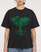 Mockup Boxy Heavyweight Tee Black female close-up 12