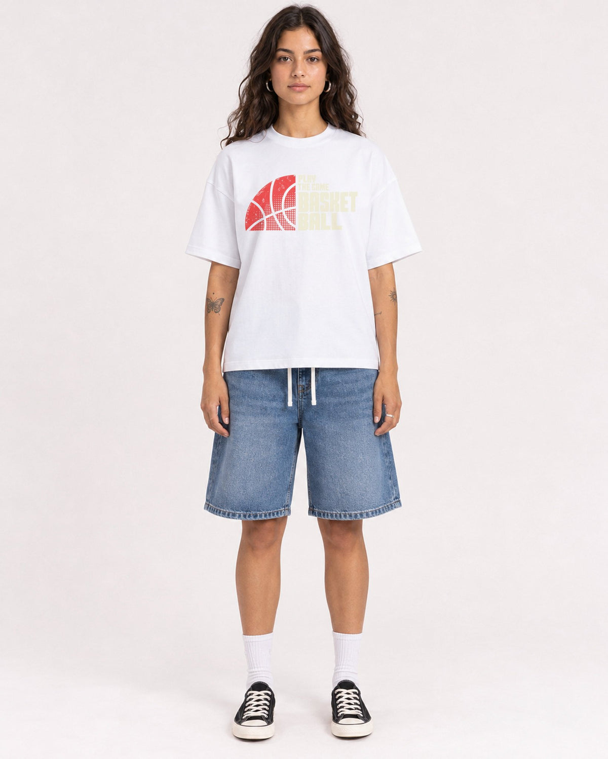 Mockup Boxy Heavyweight Tee White female full-body 06