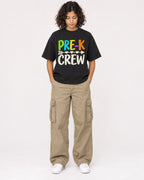 Mockup Boxy Heavyweight Tee Black female full-body 26