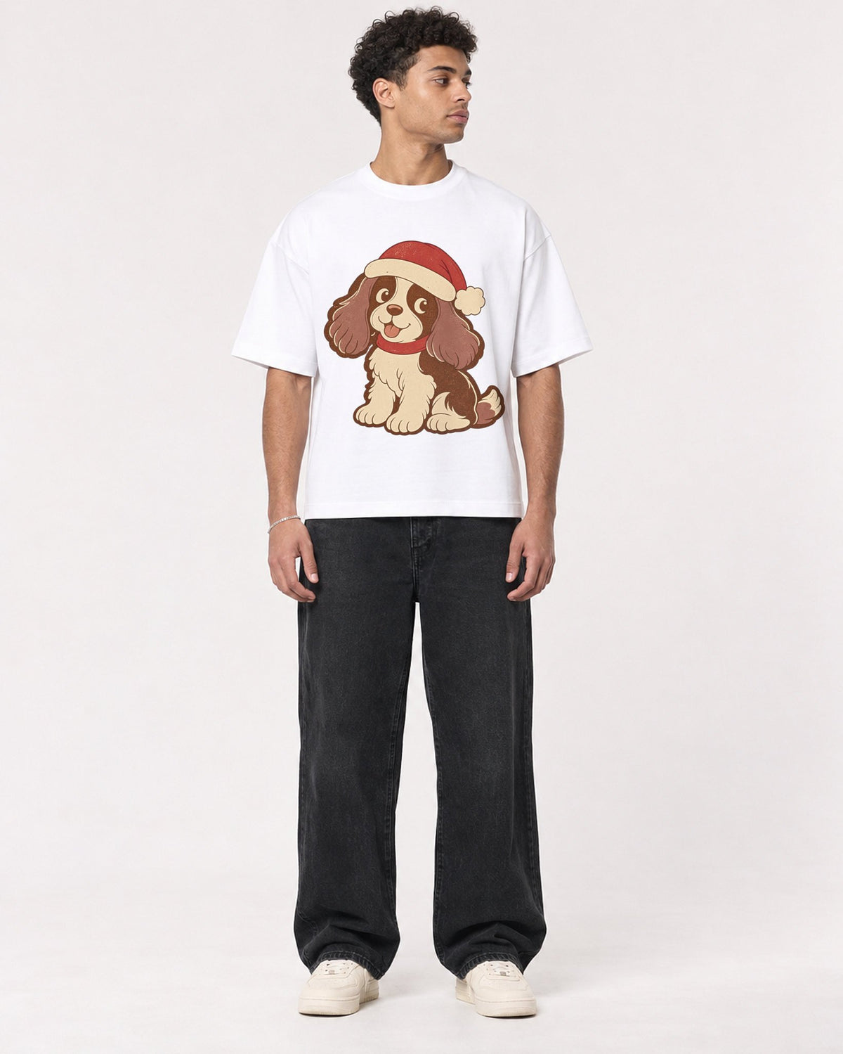 Mockup Boxy Heavyweight Tee White male full-body 10