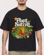 Mockup Boxy Heavyweight Tee Black male close-up 12