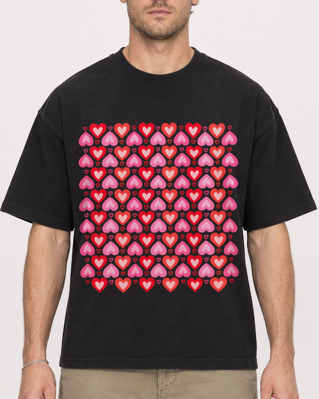 Mockup Boxy Heavyweight Tee Black male close-up 08