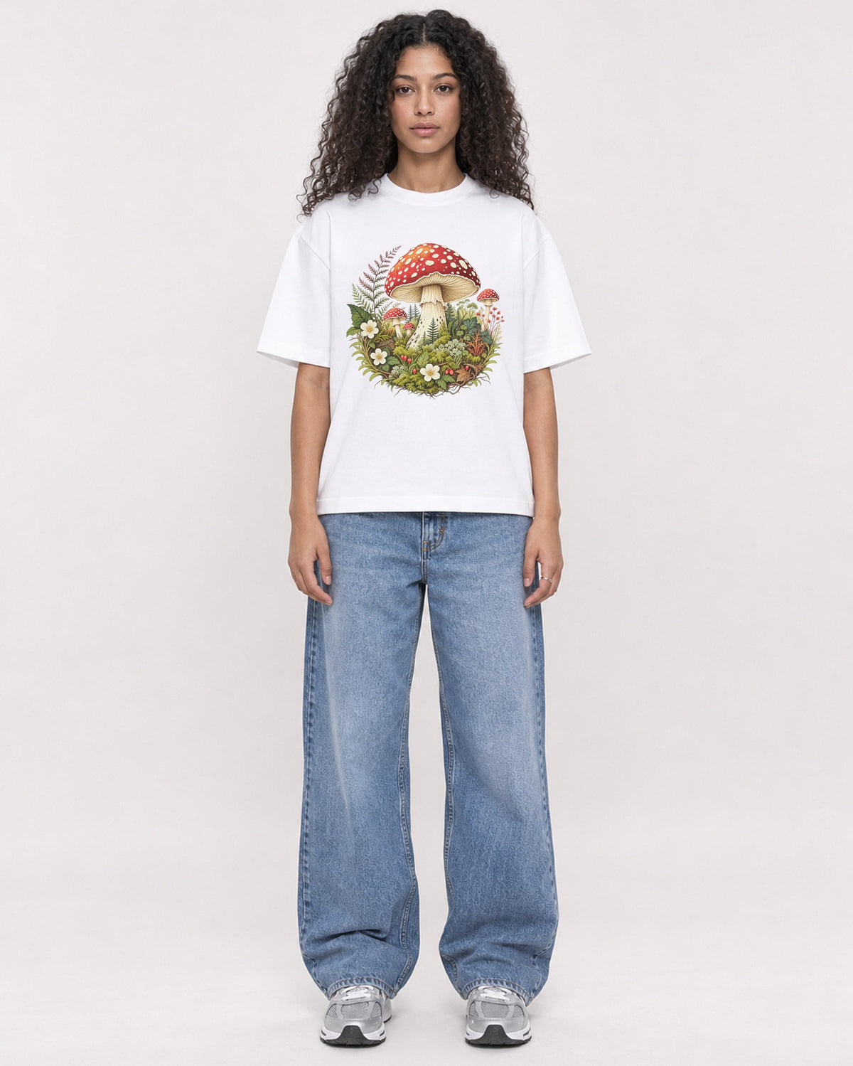 Mockup Boxy Heavyweight Tee White female full-body 10